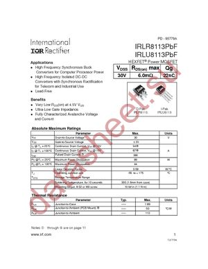 IRLR8113TRLPBF datasheet  